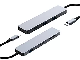 Мультипортовый USB Type-C хаб Qitech USB-C + Type-A + HDMI 4K + MicroSD + SD Space Gray - миниатюра 4