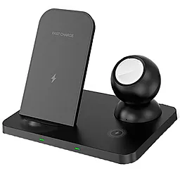 Беспроводная док-станция XO WX018 2a 3-in-1 wireless charger black - фото Беспроводная док-станция XO WX018 2a 3-in-1 wireless charger black