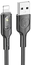 Кабель USB Hoco U120 Transparent + intelligent power-off 12w 2.4a 1.2m Lightning cable black