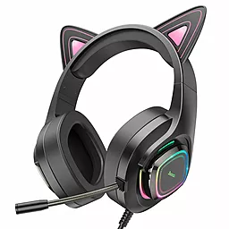 Наушники Hoco W107 Cute Cat Ear Pink