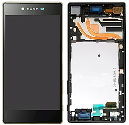 Дисплей Sony Xperia Z5 Premium (E6853) з тачскріном і рамкою, оригінал, Gold
