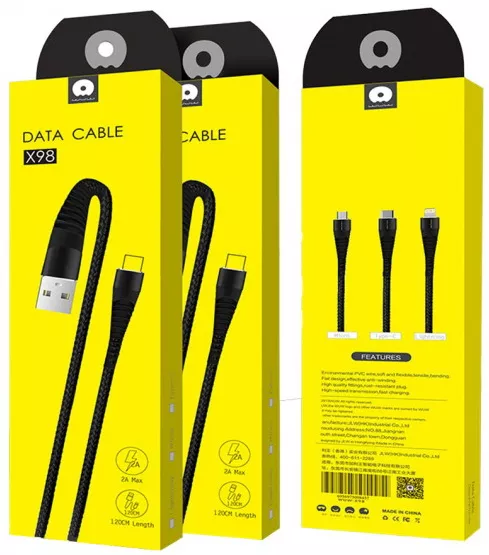 Кабель WUW X98 USB-A - micro USB 12w 2.4a 1м cable Red - фото 2