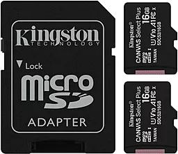 Карта памяти Kingston microSDHC 2х16GB Canvas Select Plus Class 10 UHS-I U1 V10 A1 + SD-адаптер (SDCS2/16GB-2P1A)