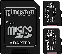 Карта памяти Kingston microSDHC 2х16GB Canvas Select Plus Class 10 UHS-I U1 V10 A1 + SD-адаптер (SDCS2/16GB-2P1A) - фото Карта памяти Kingston microSDHC 2х16GB Canvas Select Plus Class 10 UHS-I U1 V10 A1 + SD-адаптер (SDCS2/16GB-2P1A)