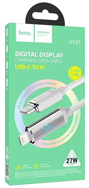 Кабель Hoco U127 USB Type-C - Lightning 27w 3a 1.2м PD сable silver - фото 5