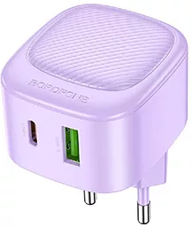 Сетевое зарядное устройство Borofone BAS22A Fortune 20w PD USB-C/USB-A ports charger purple - фото Сетевое зарядное устройство Borofone BAS22A Fortune 20w PD USB-C/USB-A ports charger purple