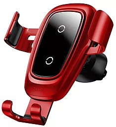 Автодержатель с беспроводной зарядкой Baseus Metal Wireless Charger Gravity Car Mount Red