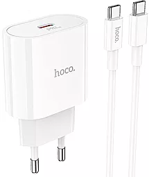 Сетевое зарядное устройство Hoco C94A Metro 20w PD USB-C fast charger + USB-C to USB-C cable white - фото Сетевое зарядное устройство Hoco C94A Metro 20w PD USB-C fast charger + USB-C to USB-C cable white