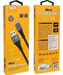 USB Кабель Veron MV09 Nylon 12w 2.4a 2m micro USB cable black - мініатюра 5