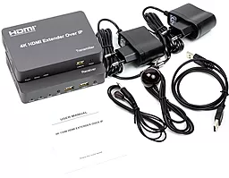 Подовжувач по крученій парі PowerPlant для HDMI сигналу HDMI 4K 30 Гц до 150м через CAT5E/6 Black (HDES150-KVM) (CA912957) - мініатюра 5
