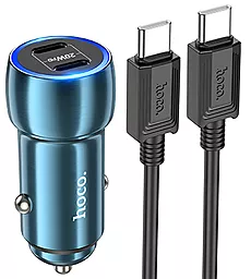 Автомобильное зарядное устройство Hoco Z48 40w PD 2xUSB-C ports car charger + USB-C to USB-С cable blue - фото Автомобильное зарядное устройство Hoco Z48 40w PD 2xUSB-C ports car charger + USB-C to USB-С cable blue