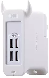 Мережевий зарядний пристрій Momax U.Bull 25w 4xUSB-A ports charger white (UM4GSAW)