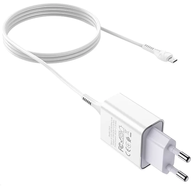 Сетевое зарядное устройство Hoco C81A 2.1a home charger + micro USB cable white - фото 4