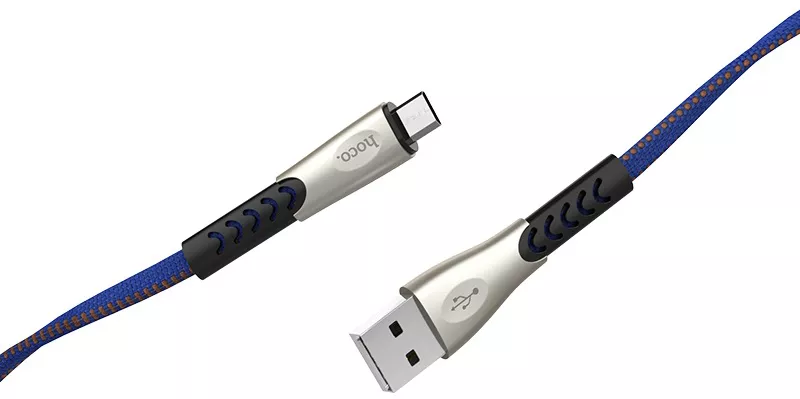 Кабель Hoco U48 Superior Speed USB-A - micro USB 12w 2.4a 1.2м cable Blue - фото 3