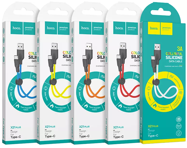 Кабель Hoco X21 Plus Silicone USB-A - Type-C 15w 3a 0.25м cable White - фото 4