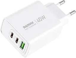 Сетевое зарядное устройство Remax RP-U139 Kiddy Series 45w PD 2xUSB-C/USB-A ports charger white - фото Сетевое зарядное устройство Remax RP-U139 Kiddy Series 45w PD 2xUSB-C/USB-A ports charger white