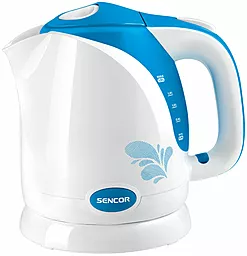 Электрочайник Sencor Series 1500, 1,5л, Strix, пластик, бело-синий - фото Электрочайник Sencor Series 1500, 1,5л, Strix, пластик, бело-синий