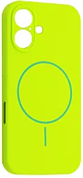 Чехол Silicone Case Full Camera Fine Ring MagSafe для Apple iPhone 16 Party Green - фото Чехол Silicone Case Full Camera Fine Ring MagSafe для Apple iPhone 16 Party Green
