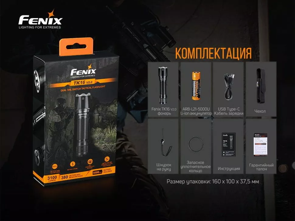 Фонарик аккумуляторный Fenix TK16 V2.0 (1x21700) Зелёный - фото 17