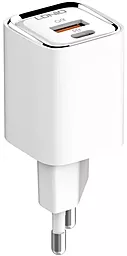 Мережевий зарядний пристрій LDNio A2317C 30W PD/QC 3.0 + USB-A-C White
