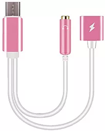 Аудио-переходник EasyLife KY-174 M-F USB Type-C -> Type-C + 3.5mm White/Pink - фото Аудио-переходник EasyLife KY-174 M-F USB Type-C -> Type-C + 3.5mm White/Pink