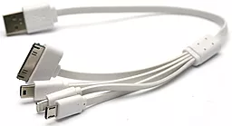 Кабель USB PowerPlant 4-in-1 USB Lightning/mini/micro USB/Apple 30pin Cable White (KABUSBALL)