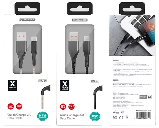 Кабель Jellico KDS-51 USB-A - Lightning 12w 5a 1м cable Grey - фото 2