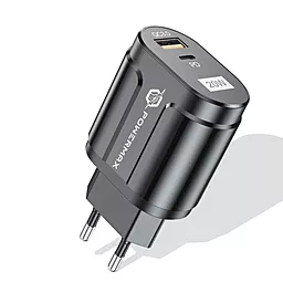 Мережевий зарядний пристрій з швидкою зарядкою Powermax Duo Home Charger U+C 20W QC3.0/PD Black - мініатюра 6