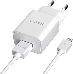 Мережевий зарядний пристрій Havit HV-ST112 2a home charger + Lightning cable White - фото Мережевий зарядний пристрій Havit HV-ST112 2a home charger + Lightning cable White