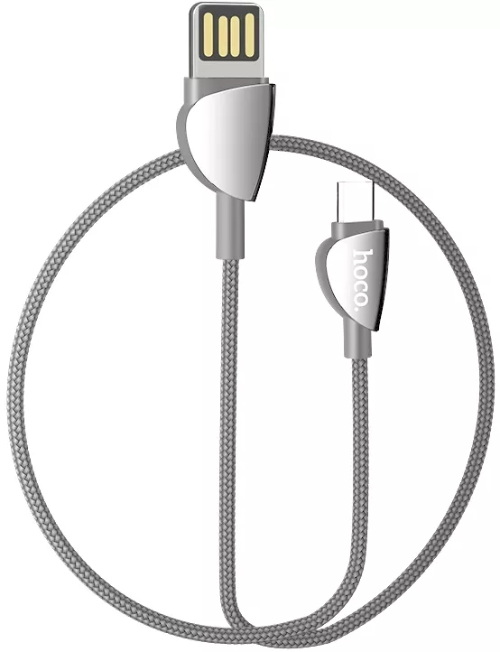 Кабель Hoco U62 Simple USB-A - micro USB 12w 2.4a 1.2м cable Silver - фото 3