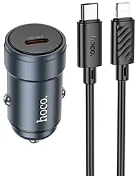 Автомобильное зарядное устройство Hoco Z57 Glorious 30w PD USB-C fast charger + USB-C to Lightning gray - фото Автомобильное зарядное устройство Hoco Z57 Glorious 30w PD USB-C fast charger + USB-C to Lightning gray