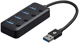 Концентратор (USB хаб) 2E 2E-W1405 1xUSB 2.0, 4xUSB 3.0, 0.25m Black