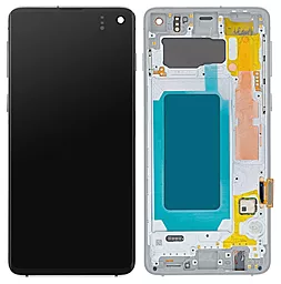 Дисплей Samsung Galaxy S10 G973 с тачскрином и рамкой, оригинал, Prism White
