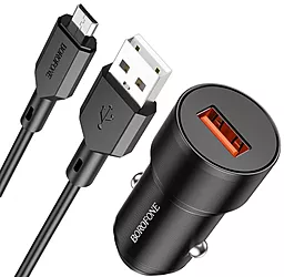 Автомобильное зарядное устройство Borofone BZ19A Wisdom 18w QC3.0 car charger + micro USB cable black - фото Автомобильное зарядное устройство Borofone BZ19A Wisdom 18w QC3.0 car charger + micro USB cable black