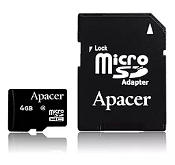 Карта памяти Apacer microSDHC 4GB Class 4 + SD-адаптер (AP4GMCSH4-R)