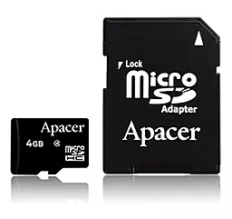 Карта пам'яті Apacer microSDHC 4GB Class 4 + SD-адаптер (AP4GMCSH4-R) - фото Карта пам'яті Apacer microSDHC 4GB Class 4 + SD-адаптер (AP4GMCSH4-R)
