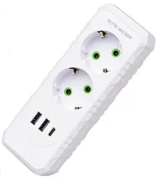 Сетевой фильтр (удлинитель) Voltronic F103-White 2500w 10a 2 розетки 2xUSB-A/1xUSB-C с выключателем белый - фото Сетевой фильтр (удлинитель) Voltronic F103-White 2500w 10a 2 розетки 2xUSB-A/1xUSB-C с выключателем белый