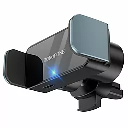 Держатель с автозажимом Borofone BH66 Smart electric car holder Black Metal Grey - фото Держатель с автозажимом Borofone BH66 Smart electric car holder Black Metal Grey