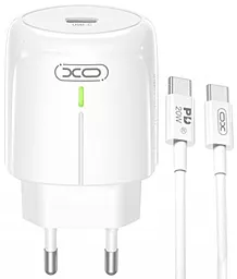 Сетевое зарядное устройство XO L113 single 20W 3A PD/QC3.0 USB-C + USB-C cable White