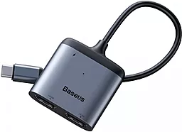 USB Type-C хаб Baseus Enjoyment Series 2xHDMI to USB-C PD 60W 3A Gray (CAHUB-I0G) - миниатюра 2