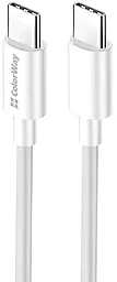 Кабель ColorWay USB Type-C - Type-C 65w 3.25a 2м PD cable White (CW-CBPDCC056-WT) - фото Кабель ColorWay USB Type-C - Type-C 65w 3.25a 2м PD cable White (CW-CBPDCC056-WT)