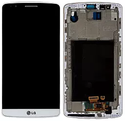 Дисплей LG G3 (D850, D851, D855, D856, D858, D859, LS990, VS985) с тачскрином и рамкой, White