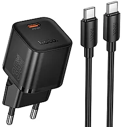 Мережевий зарядний пристрій Hoco N66 Ingenious 35w GaN PD USB-C fast charger + USB-C to USB-C cable black - фото Мережевий зарядний пристрій Hoco N66 Ingenious 35w GaN PD USB-C fast charger + USB-C to USB-C cable black