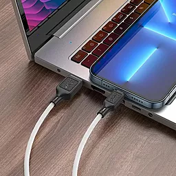 Кабель Hoco X90 Cool Silicone USB-A - Lightning 12w 2.4a 1м cable White - миниатюра 4