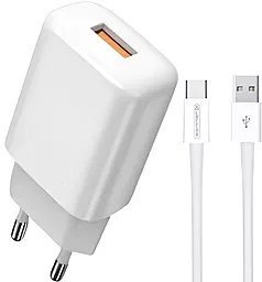 Сетевое зарядное устройство Jellico EU01 2.4a USB-A home charger + USB-C cable white - фото Сетевое зарядное устройство Jellico EU01 2.4a USB-A home charger + USB-C cable white