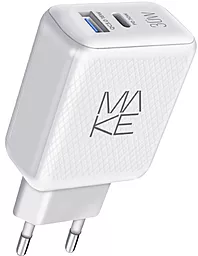 Сетевое зарядное устройство с быстрой зарядкой MAKE 30w PD USB-C/USB-A ports charger white (MCW-326PWH) - фото Сетевое зарядное устройство с быстрой зарядкой MAKE 30w PD USB-C/USB-A ports charger white (MCW-326PWH)