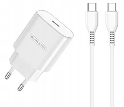Сетевое зарядное устройство Jellico C35 25w PD USB-C home charger + USB-C to USB-C cable white - фото Сетевое зарядное устройство Jellico C35 25w PD USB-C home charger + USB-C to USB-C cable white