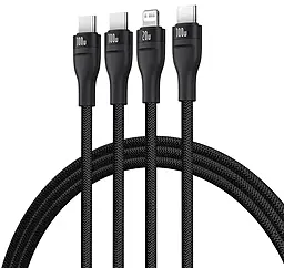 Универсальный кабель Baseus Flash III 2-in-1 USB Type-C to 2xType-C/Lightning 100w 5a 1.5м PD cable Black (P10377502111-00) - фото Универсальный кабель Baseus Flash III 2-in-1 USB Type-C to 2xType-C/Lightning 100w 5a 1.5м PD cable Black (P10377502111-00)