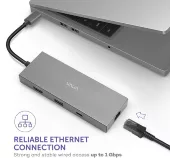 Vava 8-in-1 with Gigabit Ethernet/USB-C/HDMI/Card Reader/USB 3.0 Grey (VA-UC008) - мініатюра 4