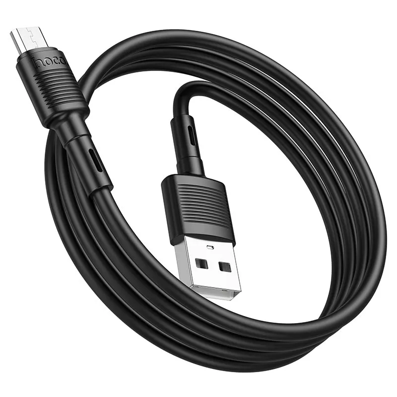 Сетевое зарядное устройство Hoco C73A 2.4a 2xUSB-A ports charger + micro USB cable black - фото 2